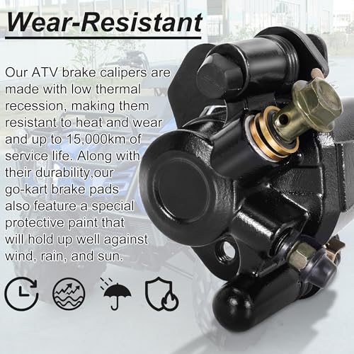 RUTU Brake Caliper for Chinese ATV Quad Go Kart Brake Caliper Compatible with Four Wheeler Coolster Kazuma 110cc 125cc 150cc 200cc 250cc 196cc 6.5HP kt196 Taotao, Right Side Wheels - color: Black, size: Right exhaust screw