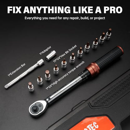 14-Piece 1/4" Drive Click Torque Wrench Set, 5-25Nm - size: 14pcs 1/4"