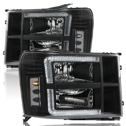 G-PLUS LED Headlights Assembly Compatible with GMC Sierra 1500 2007-2013 - size: [LED Black] 2007-2013 Sierra