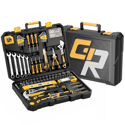 GRENPRO 219PCS Basic Home Auto Mechanic Hand Tool Kit with Storage Tool Box - style: Yellow Hand Tool Set 219PC