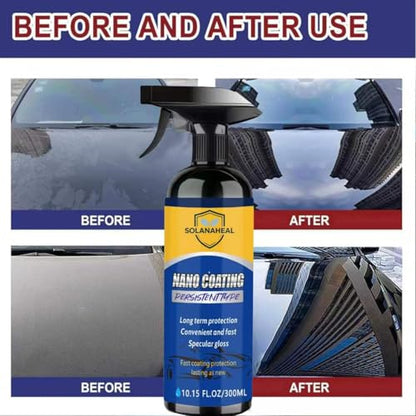 Nano Ceramic Coating Spray Kit, Quick Hydrophobic Car Wax Polish, High Gloss Paint Sealant, Scratch Repair UV Defense, Sponge, Microfiber Towel & Gloves for Cars SUV Motorcycles