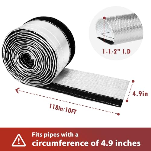 Wire Heat Shield Wrap for Car Hose Lines, 1-1/2" I.D.x 10FT, Silver - color: Silver, size: 1-1/2" I.D. x 10FT
