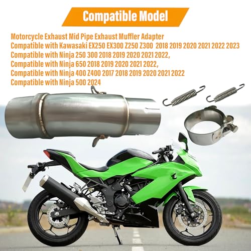 Motorcycle Exhaust Mid Pipe Compatible with Kawasaki & Ninja - size: 4PCS Exhaust Mid Pipe,Muffler Adapter