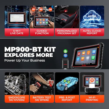 Autel MaxiPRO MP900-BT KIT Scanner: 2026 Same as MS906 Pro MS906 MAX MK908 w/OE C0ding, 3000+ Test, 40+ Service, 150+ Makes, Up of MP900-BT MP900BT w/ 200 Bucks 11 PCS OBD Cables, CAN FD & FCA SGW