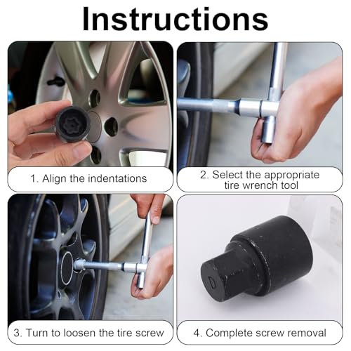 D-Wheel Locking Nut Removal Tool, Special Steel Wheel Anti Theft Lug Nut Key for Dismantling & Installing Anti Theft Lug Removal Tool Socket Remover Hand Repair Tools
