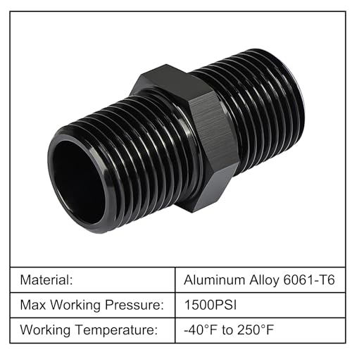 EVIL ENERGY 1/2"NPT Male to 1/2"NPT Male Thread Coupling Equal Hose Fitting Adapter Black Aluminum - size: 1/2 NPT