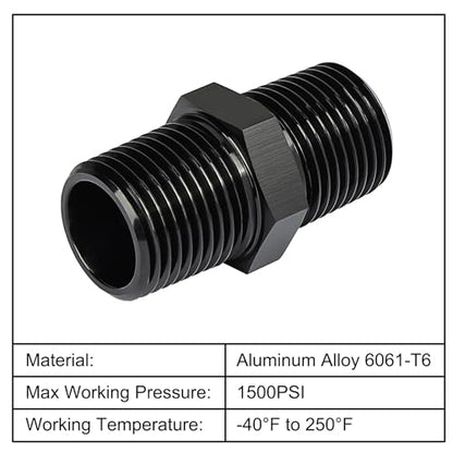 EVIL ENERGY 1/2"NPT Male to 1/2"NPT Male Thread Coupling Equal Hose Fitting Adapter Black Aluminum - size: 1/2 NPT