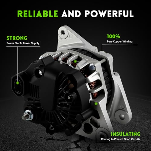 11311N Alternator L4 2.0L Replacement for 2007-2012 Hyundai Elantra, 90A 12V, 2010-2011 Kia Soul, 2007-2009 Spectra, 2655635, 600162, 3730023650, AVA0102, 40046020, 40046031 - size: 11311N