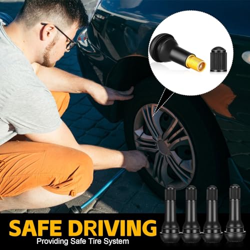 Tallew 500 Pieces TR413 Tire Valve Stems, Rubber Snap-in Tubeless, Black