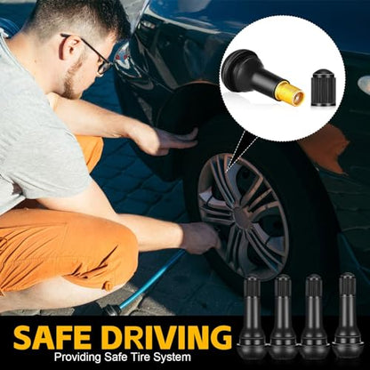 Tallew 500 Pieces TR413 Tire Valve Stems, Rubber Snap-in Tubeless, Black