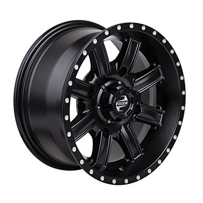 (4 Pack) 4/110 Tusk Cascade Wheel 12x7 5.0 + 2.0 Matte Black For Honda Pioneer 520 2021-2023,2025