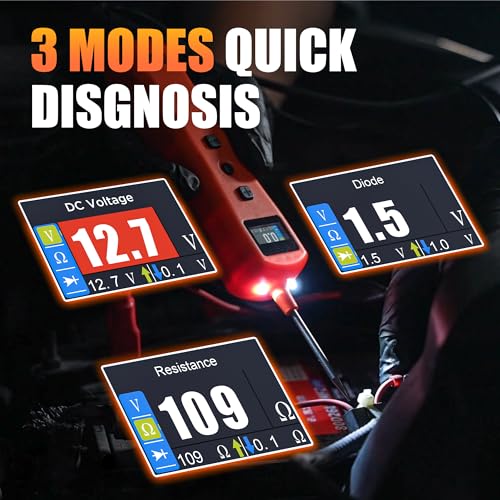 Power Circuit Probe Tester, 9V - 30V Automotive Circuit Tester, Test Light Automotive Power Fuse Tester, Voltage Tester 0.3V-70V for Continuity Test Resistance Test