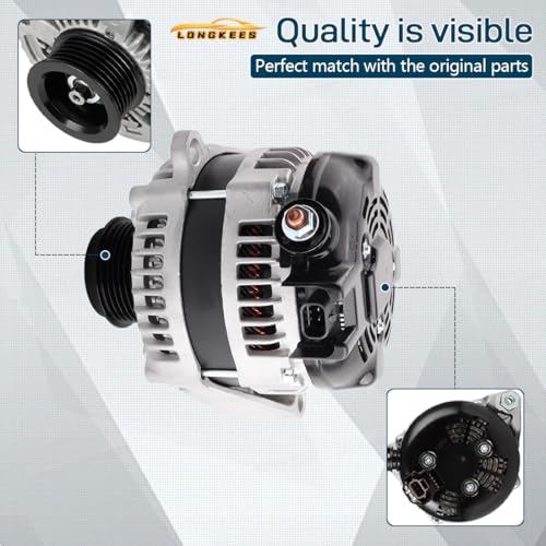 12V 130A Alternator, FIT 2011-2013 Honda Odyssey, FIT 2012-2015 Pilot, FIT 2012-2014 Ridgeline 3.5L V6, 6-Groove Pulley, Replaces OE# 31100-RV0-A01, 104210-1240, 11573