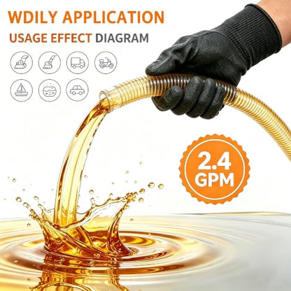 Electric Portable Fuel Transfer Pump，Battery Operated Liquid Transfer Pump, 2.4GPM Liquid & Gasoline Siphon Pump, Long Hose，Handheld Liquid Transfer Pump Nozzle-free. - color: Black+Orange