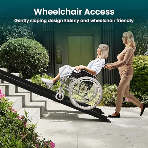 Wheelchair ramp 8FT, Lightweight, Retractable and Portable, can be Used for Wheelchair ramps, Comes with a Handbag-Black - size: 8FT