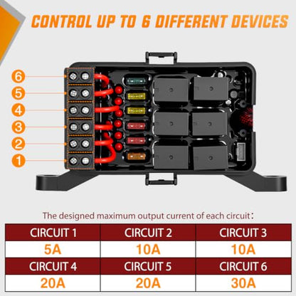 Nilight 6 Gang Switch Panel Blue 12V 60A Circuit Control System 4-Mode - color: Blue, size: 6 Gang Switch 4 Modes