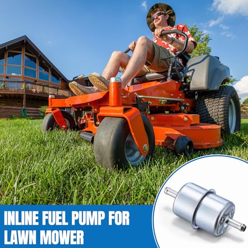 Tallew 2 Sets Universal In-line Fuel Filter Kit with 3/8" Clamp-on Inlet Outlet, Fuel Line Hose, Hose Clamps, Metal and Clear Filter Max Pressure 60 Psi for Lawn Mower, Tractor, Small Engine