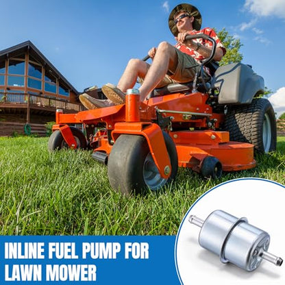 Tallew 2 Sets Universal In-line Fuel Filter Kit with 3/8" Clamp-on Inlet Outlet, Fuel Line Hose, Hose Clamps, Metal and Clear Filter Max Pressure 60 Psi for Lawn Mower, Tractor, Small Engine