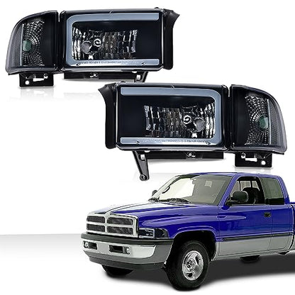 G-PLUS LED Headlights Fit Dodge Ram 1500 1994-2001/Ram 2500 3500 1994-2002 - size: Fit Dodge Ram 1994-2001(Smoke)