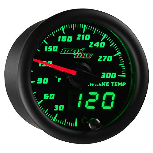MaxTow Black & Green 300F Air Intake Temperature Gauge Kit, 2-1/16" 52mm