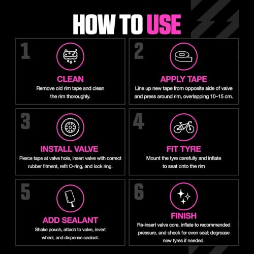 Muc Off No Puncture Hassle Tubeless Sealant, 1 Liter - Advanced Bicycle Tyre Sealant with UV Tracer Dye that Seals Tears and Holes Up to 6mm, Pink - size: 1000ml