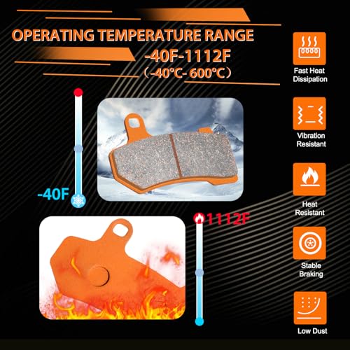 High-Performance Motorcycle Brake Pads - Carbon Fiber, Low Noise, Compatible with Harley Davidson 2008-2011 Dyna Fatboy Heritage Softail Classic Custom Rocker C Night Train FA457F FA458R