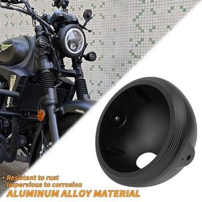 Universal Motorcycle Headlight Housing Bucket Kit, 5.75 Inch, CNC Aluminum, with 36mm41mm Fork Tube Brackets, Fit Cafe Racer Bobber Chopper Harley Sportster Dyna, Matte Black