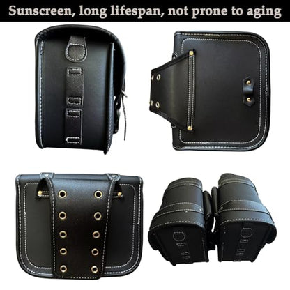 Faux Leather Motorcycle Saddlebags with Lock - size: Large Without Cup Bag