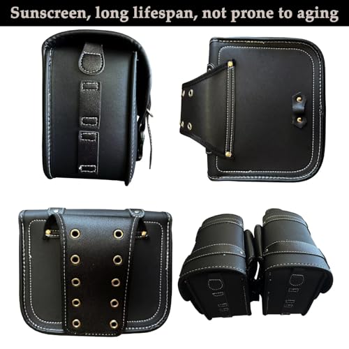 Faux Leather Motorcycle Saddlebags with Lock - size: Small Without Cup Bag