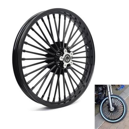 TOFR 21x2.15 16x3.0 Fat Spoke Wheels Black For Harley Dyna FXD FXDB 00-05 - color: 21x2.15 16x3.0 Black, size: Dyna 2000-2005