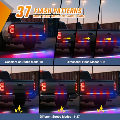 Nilight 60 Inch Emergency Strobe Light Strips with Controller Red Blue - color: 60" Tailgate Strobe w/ Controller Red/Blue