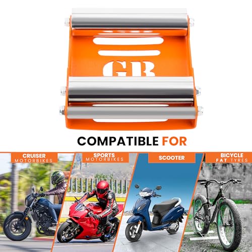 Grand Pitstop Motorcycle Wheel Cleaning Stand - Paddock Stand Replacement - Wheel Roller Stand for tire Cleaning & Chain Lubrication - GRoller Medium (Bikes < 485 lb & Tyre Width <180 mm) - color: Orange