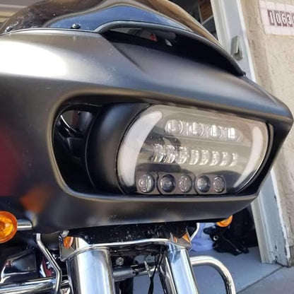 Headlight LED Road Glide Motorcycle, Daytime Running Side Lights for 2015 2016 2017 2018 2019 2020 2021 2022 2023 Headlamp Replacement accessories(Black) - color: Black