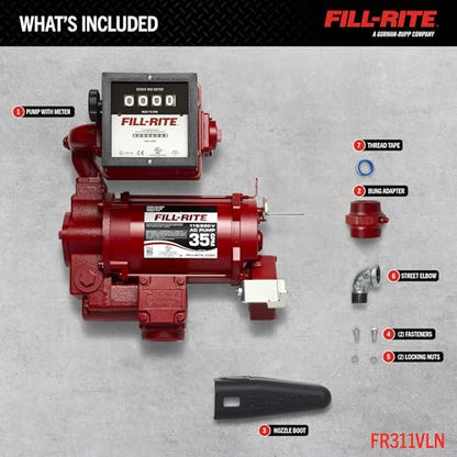 Fill-Rite FR311VLN 115V/230V 35 GPM Fuel Transfer Pump with Mechanical Meter (Gallons) - Heavy-Duty Electric Pump with High Flow Rate and Durable Construction - style: Pump & Meter (Liters) Only