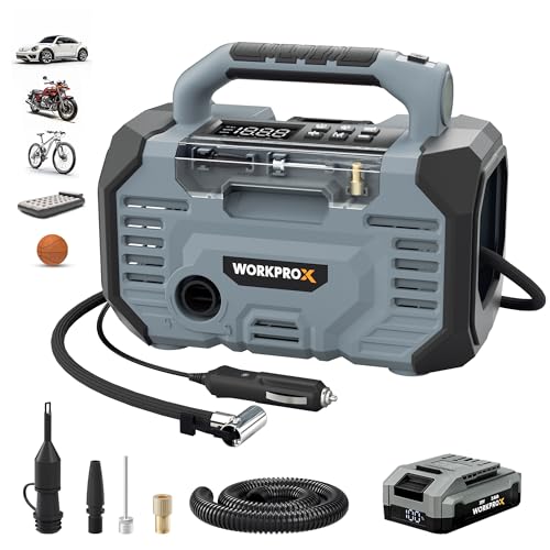 WORKPROX 150PSI Portable Tire Inflator, 12V DC & 20V Battery