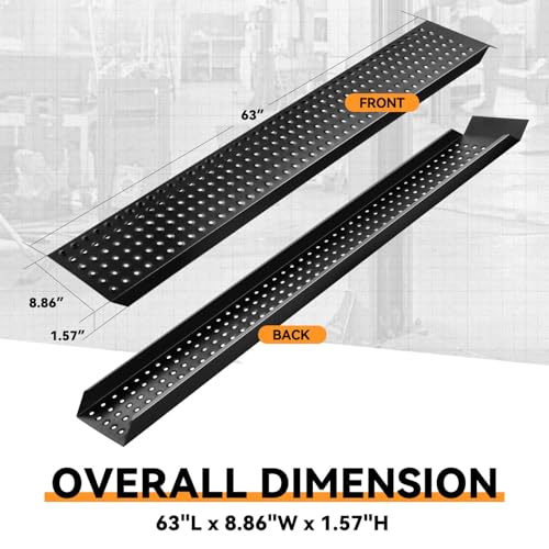 Auto Dynasty 2PCS 63" x 9" Heavy Duty Loading Ramps 880Lbs for Truck ATVs - size: 63" (Black)