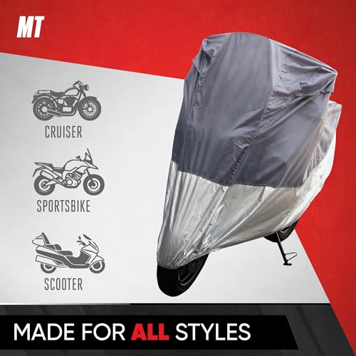 Motor Trend Motorcycle Cover Waterproof Outdoor, Heavy Duty Motorcycle Cover for Harley Davidson Cruiser Adventure Sportbikes Scooter Moped, Winter Storage UV Rain Dirt Heat Snow - 72L x 35W x 47H