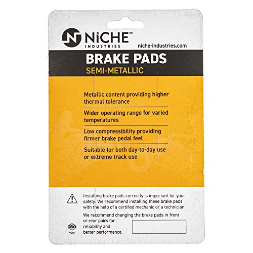 NICHE Front Rear Brake Pad Set for Yamaha 5JJ-W0045-00-00 Semi-Metallic - size: Semi-Metallic