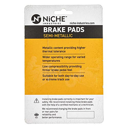 NICHE Front Rear Brake Pad Set for Yamaha 5JJ-W0045-00-00 Semi-Metallic - size: Semi-Metallic