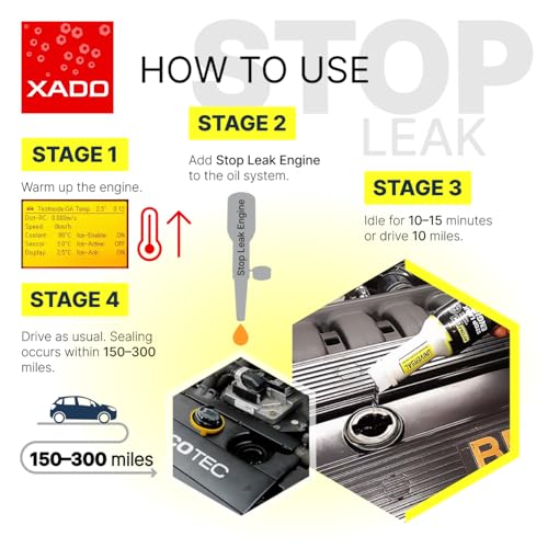 XADO ATOMEX Oil Additive Stop Leak Engine - Restore Seal and Gaskets, Treatment for Car Engine High Mileage or Rear Main Seal, Best Stopper Leaks Reseal (Bottle, 250 ml)