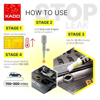 XADO ATOMEX Oil Additive Stop Leak Engine - Restore Seal and Gaskets, Treatment for Car Engine High Mileage or Rear Main Seal, Best Stopper Leaks Reseal (Bottle, 250 ml)