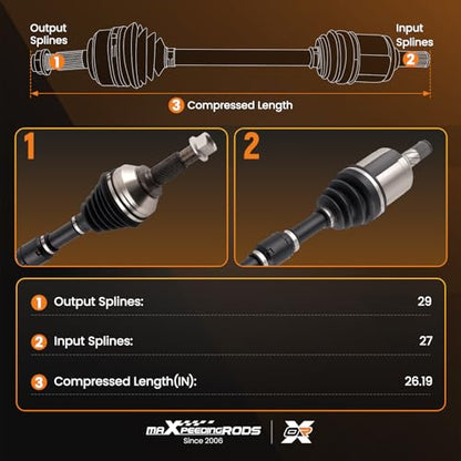 maXpeedingrods Front Left CV Axle Shaft Assembly for Nissan Altima - size: 60-6262