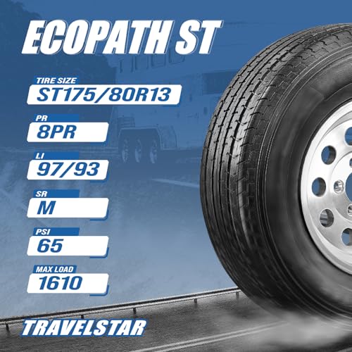Set of 4 Travelstar Ecopath ST ST175/80R13 8 Ply 97/93M Trailer Tire - size: ST175/80R13 8PR