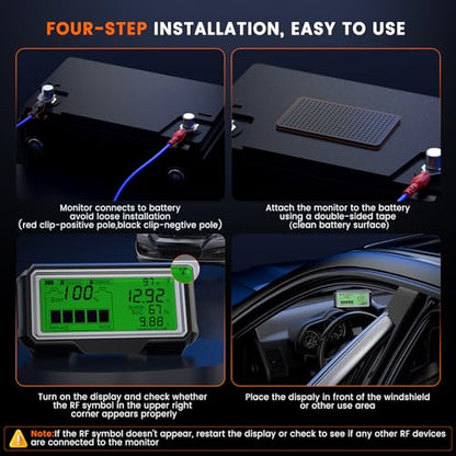 ANCEL BM200 PRO 12V Car Battery Monitor, 433MHz Wireless Battery Tester