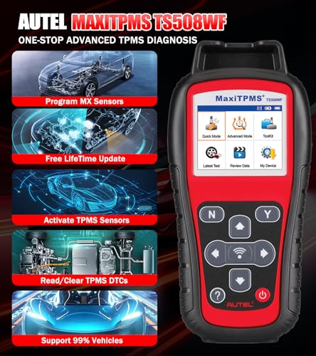 Autel MaxiTPMS TS508WFK-4 TS508WF with 4pcs MX Sensor + 4pcs Metal Valves Upgrade of TS508K TS508 Read Activate Relearn All Known Sensors Detect & Display TPMS System Faults Perform OBDII Relearns