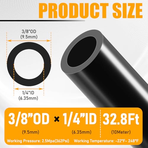 Pangda Air Line Brake Hose Dot Pneumatic,3/8''OD 32.8ft,Black,Pa12 Nylon - size: 3/8''OD 32.8ft