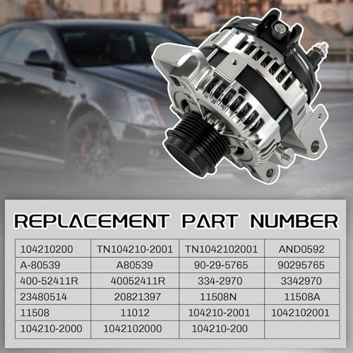 104210200 Alternator 12V 140A Compatible with 2010-2014 Cadillac CTS - size: 2010-2014 Cadillac CTS