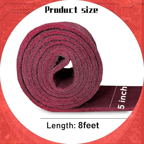 7447 Maroon Scuff Pads - 5 lnches x 8Feet Premium Surface Prep Pad for Autobody, Woodworking, Paint Primer, ScuffingSanding & Scouring - size: 5 Inches*8 Feet