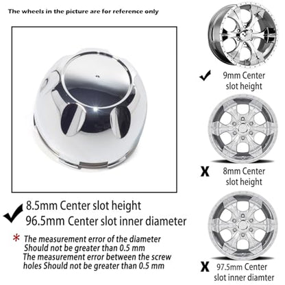 4Pcs 99.5mm(3.92inch) Wheel Center Caps for Helo Maxx 6 Wheel Rim Replacement 789K101 X1834147-9SF Hub Cap, (Chrome, Inner 96.5mm 3.8in) - color: Chrome, size: 99.5mm Outer, 96.5mm Inner, Chrome
