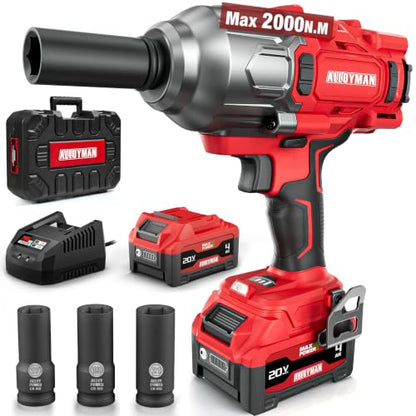 Alloyman Cordless Impact Wrench 1500 FT-LBS(2000N.M),1/2" High Torque - size: 1500Ft-lbs /1x Battery